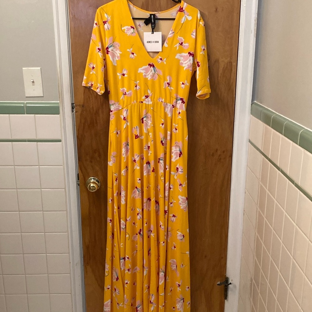 Yellow Floral Maxi Dress from Agnes & Dora